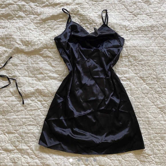 Silk Black Gothic Slip Dress - Picture 1 of 4